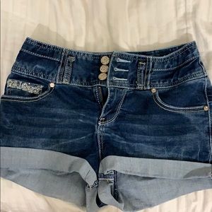 High waisted jean shorts